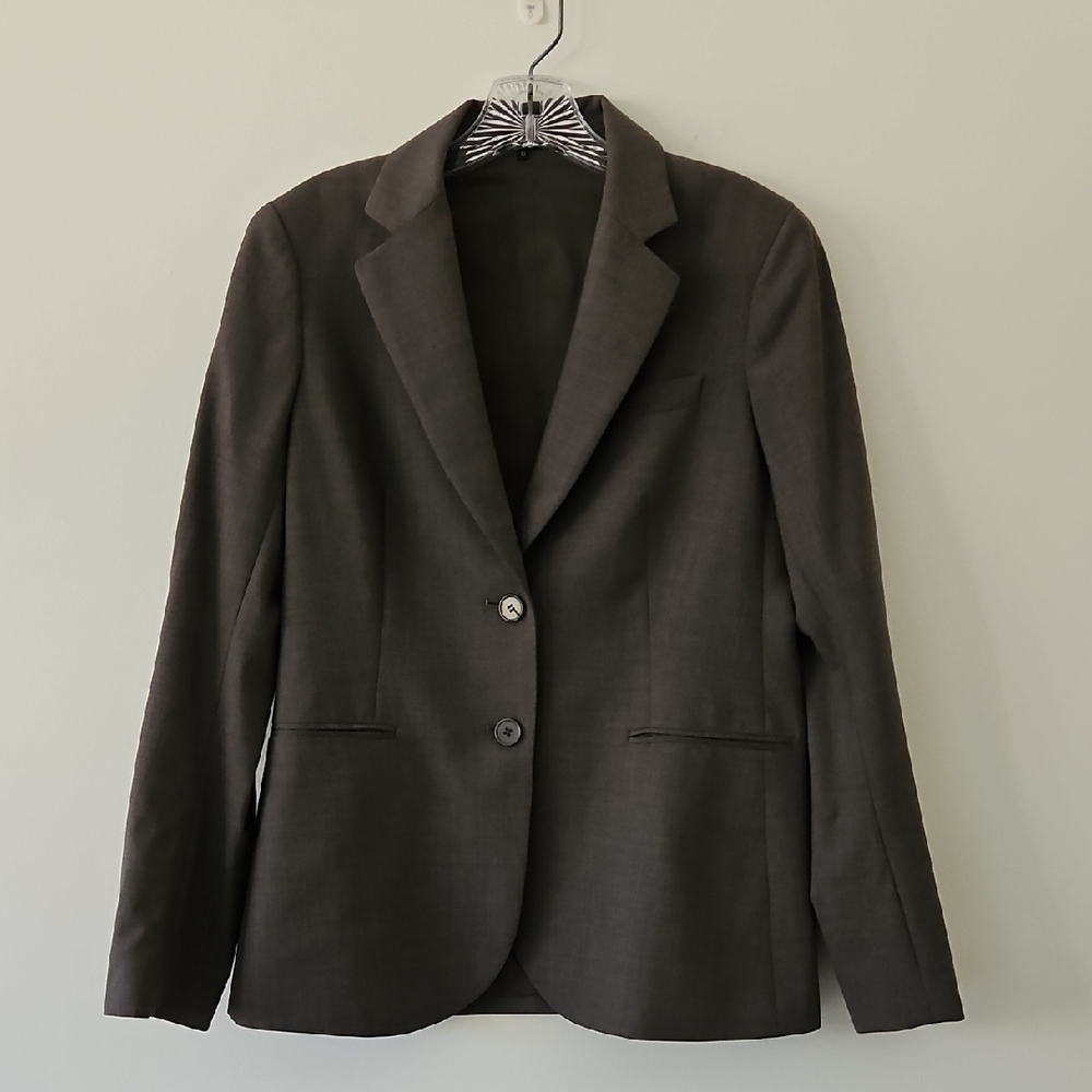 Theory Gray Wool Two-Button Blazer Jacket Size‎ 10